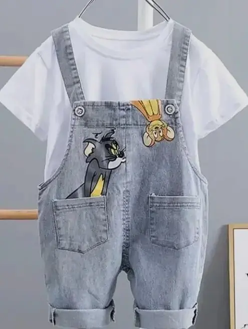 Boys Denim Dungaree with T-shirt Set