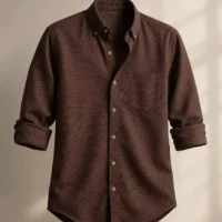 Brown Melange Brushed Twill Shirt