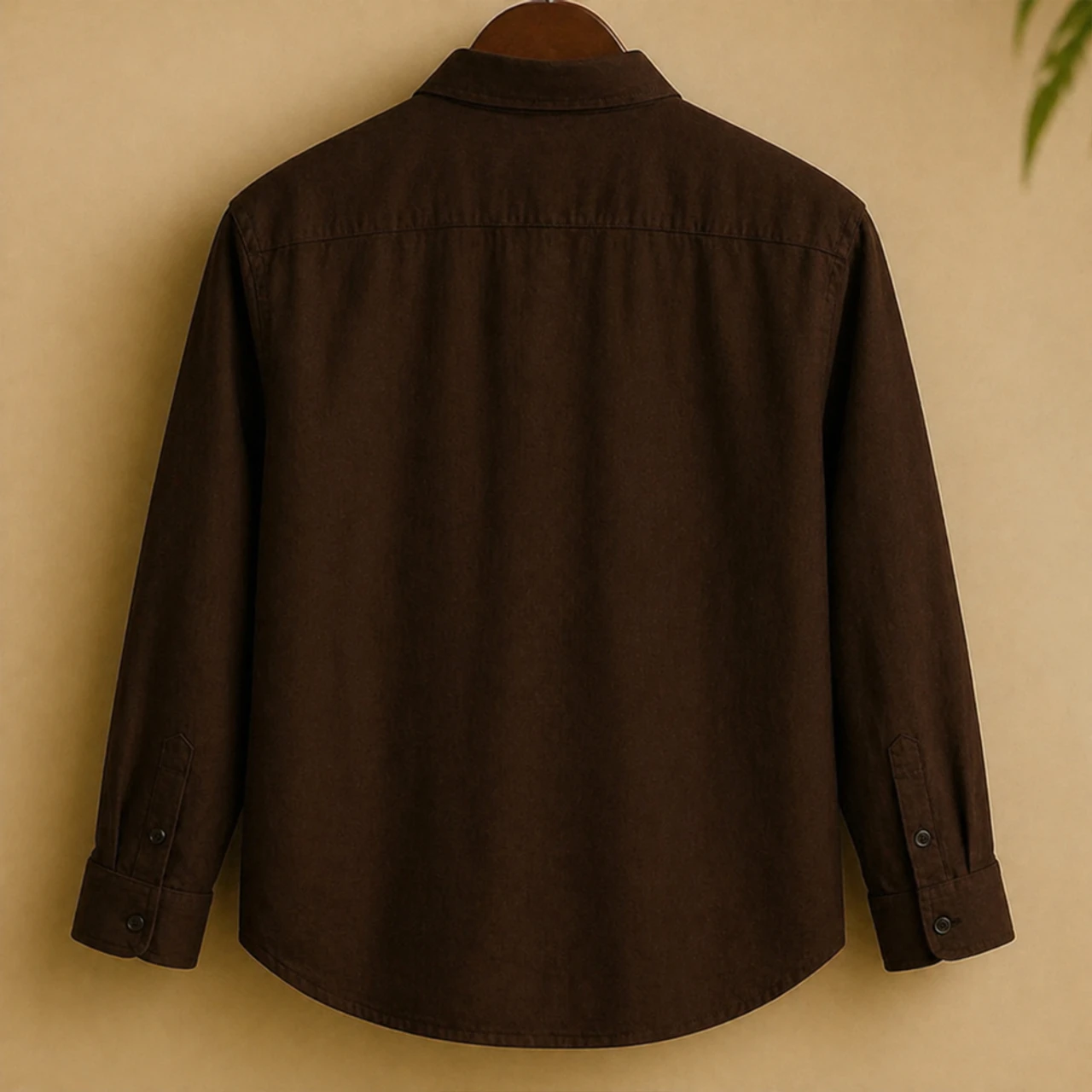 Brown Melange Brushed Twill Shirt