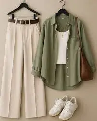 Combination of 3 - Shirt, Wide Jeans, Ribbed Tank