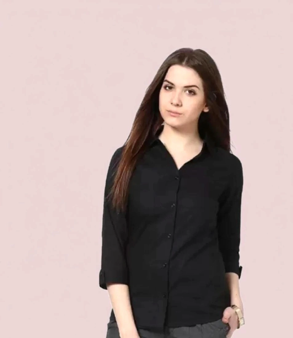 FUNDAY FASHION Women Regular Fit Solid Spread Collar Casual Shirt1