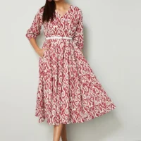 Ikat Print A-line Midi Dress1