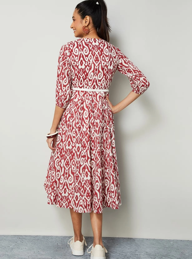 Ikat Print A-line Midi Dress3