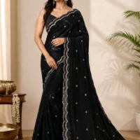 SOVANSALI Embellished Bollywood Georgette Saree1
