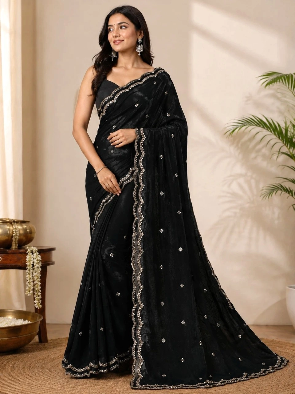 SOVANSALI Embellished Bollywood Georgette Saree1