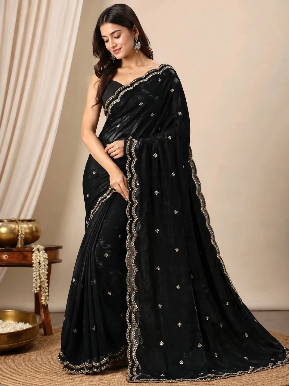 SOVANSALI Embellished Bollywood Georgette Saree2
