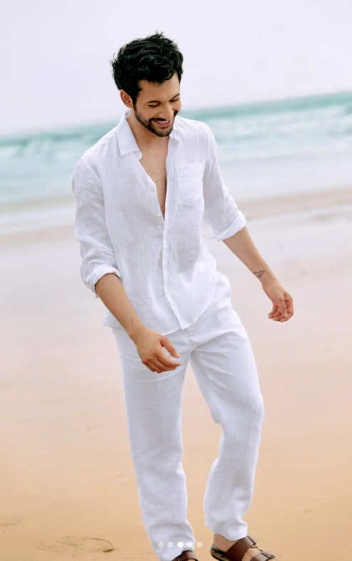 Zara linen shirt and matching white pants